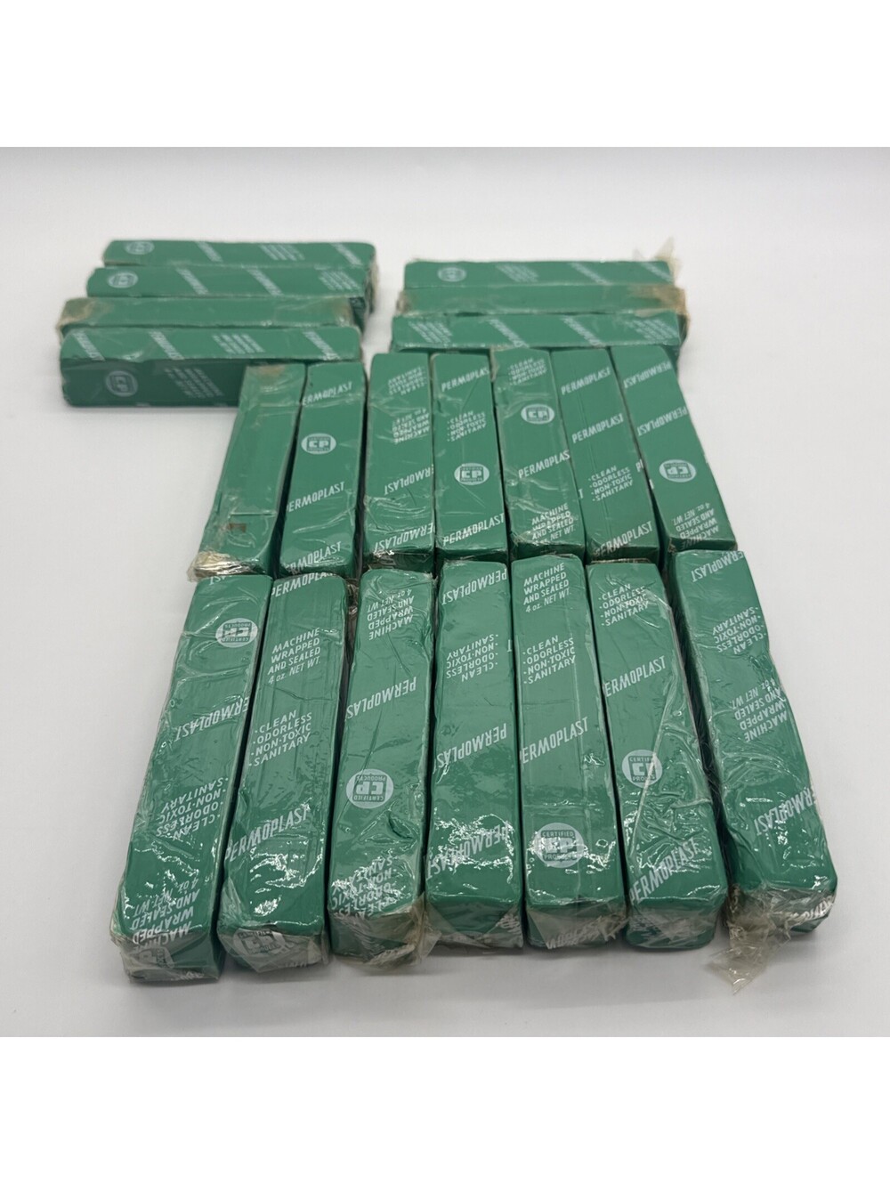 Vintage Permoplast Green Modeling Clay 4 oz Bars Machine Wrapped Lot 21